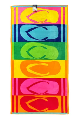 Produktbild von jilda-tex Strandtuch 90x180 cm Badetuch Strandlaken Handtuch 100% Baumwolle Velours Frottier Pflegeleicht (Flip Flops)