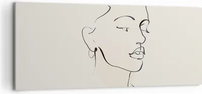 Produktbild von Bild auf Leinwand - Leinwandbild - Einteilig - Frau Zeichnung Linie - 120x50cm - Wand Bild - Wanddeko - Wandbilder - Leinwanddruck - Bilder - Wanddekoration - Leinwand bilder - AB120x50-5046