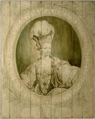 Image de Casa Padrino Luxe Peinture murale baroque Lady Gris / Vert 150 x H. 190 cm - Peinture en bois peinte à la main - Décoration murale baroque somptueuse