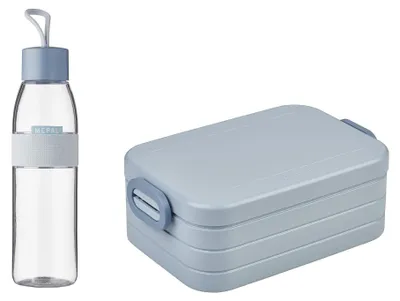 Lunchset mit Brotdose & Trinkflasche 500 ml, Nordic Blue