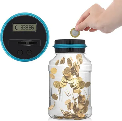 Produktbild von Digitale Sparschwein-Zähler Automatische Münzzählglas Spardose Geld sparen Box Münze Spartopf Container mit LCD-Display und großer Kapazität für Kinder Erwachsene (1.8 Liter)