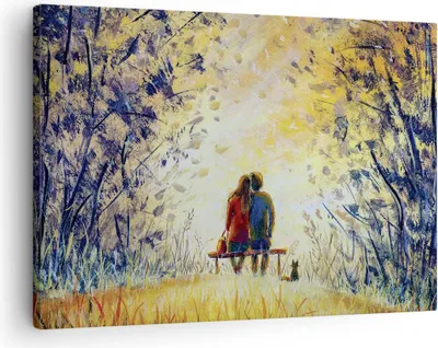Produktbild von Bild auf Leinwand - Leinwandbild - Einteilig - Liebhaber auf Bank - 70x50cm - Wand Bild - Wanddeko - Wandbilder - Leinwanddruck - Bilder - Wanddekoration - Leinwand bilder - Wandbild - AA70x50-4578