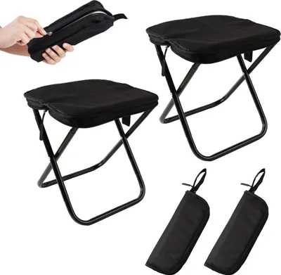 Produktbild von 2er Set Klappstuhl für Camping und Outdoor,Tragbarer Hocker aus Oxford Gewebe, bis 100 kg Klapphocker,Campinghocker für Wandern, Angeln, Picknick
