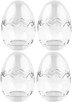 Image de Œuf en verre en deux parties avec couvercle amovible, pouvant être rempli - clair/transparent (76 cm de haut | Ø 55 cm | 4 œufs)