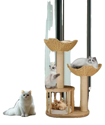 Image de Arbre à chat, coussins moelleux, griffoirs, BLANC