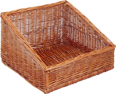 Produktbild von Regalkorb schräg, naturbraune Weide, T 40cm x B 40cm x Hv 12cm x Hh 25cm, geschlossen