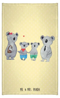 Produktbild von Mr. & Mrs. Panda Frotteehandtuch Koala Familie zwei - Gelb Pastell - Geschenk, Handtuch, Frotteetuch, Kleines, Baumwollhandtuch, Zusammen, Muttertag, Koalabär