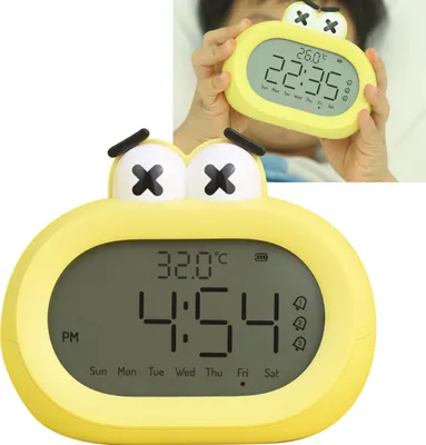 Obrázek produktu pro Dětský budík Cartoon Cute Intelligent Battery Operated Digitální LED elektronické hodiny s nočním světlem Yellow