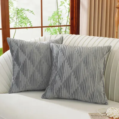 Produktbild von Kissenhüllen Dekorativ für Kissen Modernes Design Set 2 Stück 45x45 cm Grau