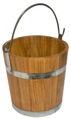 Hölzerner Eimer 12 l mit Metallringen und Henkel