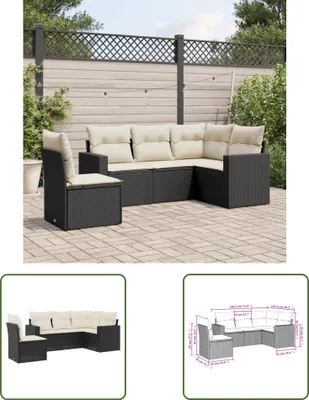 Produktbild von The Living Store 5-tlg. Garten-Sofagarnitur mit Kissen Schwarz Poly Rattan