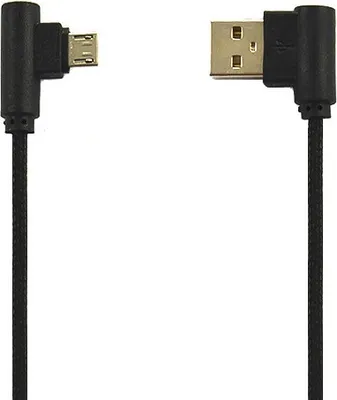 Zdjęcie produktu dla Economy Kabel Usb Micro Nylon Czarny 2A Kątowy  1M