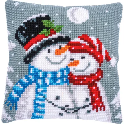 Produktbild von Vervaco Kreuzstichkissen "Schneemänner", Stickbild vorgezeichnet, 40x40cm