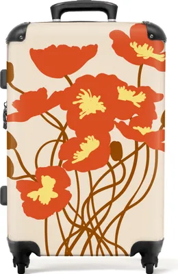 Produktbild von NoBoringSuitcases.com® Großer Koffer - Blumen - Pastell - Zitate - Barcelona - Vintage - Kombinationsschloss TSA - Hartschalen Trolley 4 Rollen - 72 liter - Reisekoffer - 66 cmKoffer Mittelgroß 67x43x25 cm, 72L,