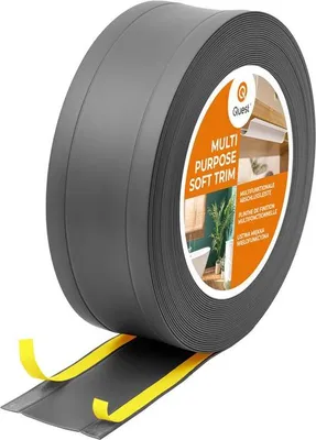 Zdjęcie produktu dla QUEST Listwa wykończeniowa W1 z PCV 6w1 1x75mm, 10m samoprzylepna, maskująca elastyczna listwa podłogowa, ścienna, ciemnoszary