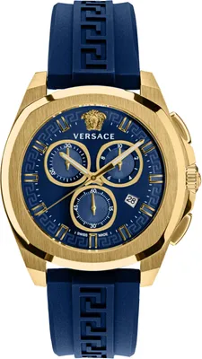 Produktbild von Versace VE7CA0323 New Chrono Geo gold blau Kautschuk Herren Uhr NEU