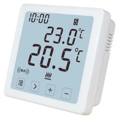 Obrázek produktu pro digitální termostat s Wi-Fi a dotykovým displejem, nastavení 5 °C–35 °C