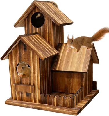 Produktbild von Eichhörnchenfutterhaus aus Holz für den Außenbereich