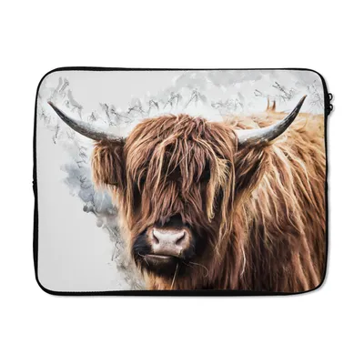 Produktbild von MuchoWow® Laptop Hülle 15 Zoll Schottischer Highlander - Tiere - Rauch Laptoptasche - Laptoptasche - Sleeve - Rundum-Schutz