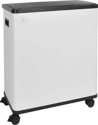 Produktbild von Famanu Sensor-Abfalleimer mit 2 Fächern - 60 Liter Freistehend - Automatisch mit Rollen - Weiß