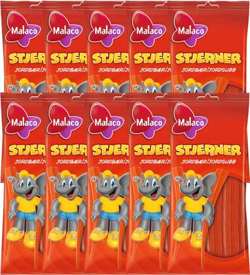 Produktbild von 10x Malaco Stjerner Jordbaer 92g