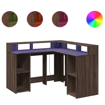 Immagine prodotto di Scrivania con Luci LED Marrone Rovere 130x130x91 cm Truciolato
