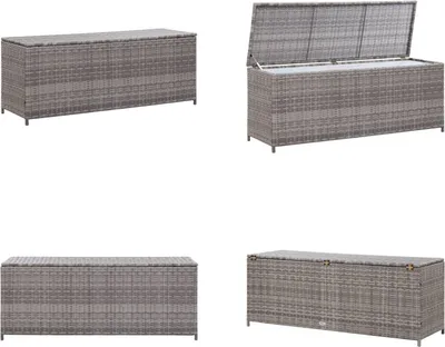 Obrázek produktu pro vidaXL Zahradní úložný box šedý 150x50x60 cm polyratan - Zahradní úložný box - Zahradní úložné boxy - Úložné boxy - Úložné boxy