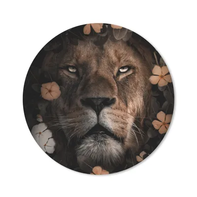 Produktbild von MuchoWow® Mauspad Mousepad Blumen - Löwe - Dschungel 20x20 cm - Mousepads - Maus Mat - Pad - Mausunterlage - Schreibtischmatte