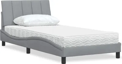 Immagine prodotto di vidaXL Letto con materasso "Hanko" grigio chiaro 100x200 cm in tessuto