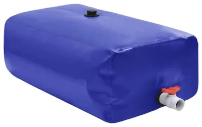 Productafbeelding van Opvouwbare wateropslag, regenwateropslag, waterreservoir voor tuinirrigatie met waterkraan, rechthoekig, van PVC, voor bovengronds gebruik, uitbreidbaar, blauw, 100 liter