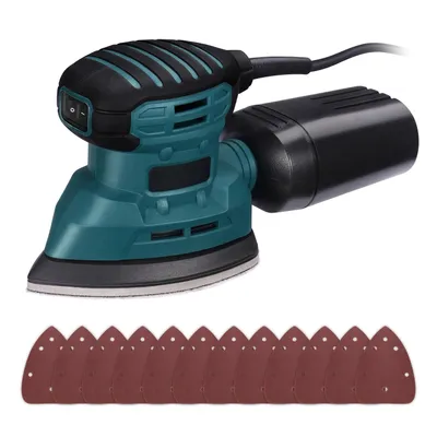 Produktbild von DOVAMAN Deltaschleifer, 130W, bis zu 12000 U/min, 12 Stück Schleifpapiere (140x140x80mm), Blau