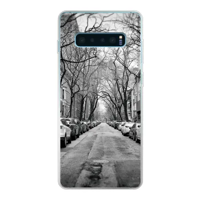 Produktbild von MuchoWow® Handyhülle Schutzhülle Hülle für Samsung Galaxy S10 Lite Geparkte Autos in New York - schwarz und weiß Silikon Softcase Handy Hülle - Schutz