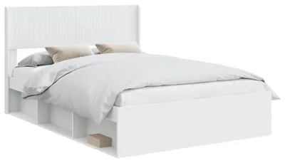 Obrázok produktu pre Posteľový rám s úložným priestorom a čelom Biela 140 x 200 cm
