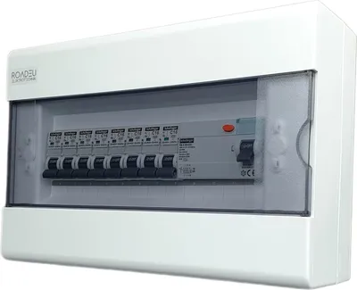 Produktbild von RoadEu - Leitungsschutzschalter - Set Fi Schutzschalter 40A 4P type A/AC - 8x C 16A Sicherungsautomat in einem Aufputz Verteilerkasten