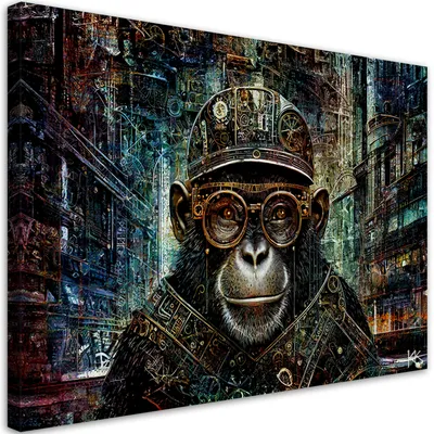 Produktbild von Leinwandbild Abstrakter Affe 120x80 Feeby Grau bild für die wand bereit zum aufhängen