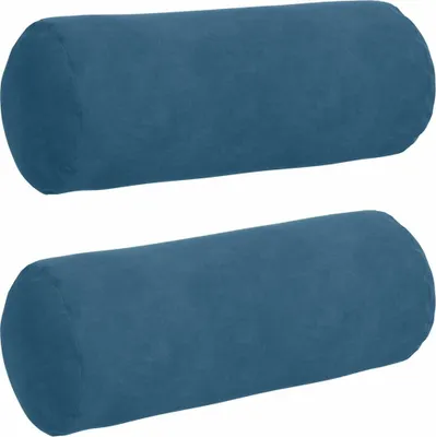 Image de vidaXL Coussin bolster 2 pièces bleu Ø 15 x 40 cm tissu velours côtelé