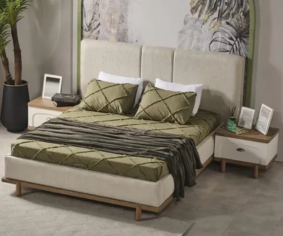 Produktbild von Bett Modern Polsterbett Holz Luxus Schlafzimmer Design Betten Textil Samt