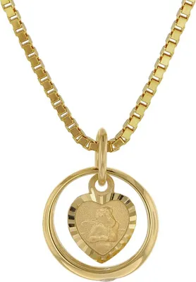 trendor 75120 Taufring mit Amorherz Gold 585 an goldplattierter Silberkette 1