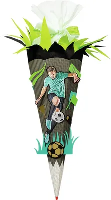 Produktbild von Schultüten-Bastelset Fußball-Star 68 cm 6-eckig Rot(h)-Spitze Kreppverschluss