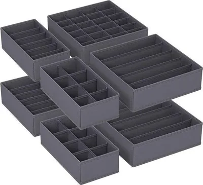 Produktbild von Famanu Aufbewahrungsboxen für Unterwäsche - Set von 8, Lade-Organizer, Aufbewahrungssystem für Garderobe, Grau