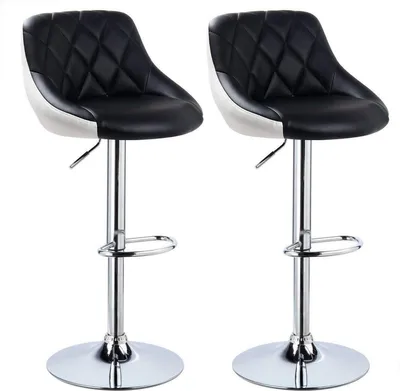 Immagine prodotto di Sgabello da bar Nero – Con schienale – Pelle finta – Set da 2 – Regolabile in altezza da 60 a 82 cm – Sedie da bar ergonomiche per cucina e bancone – Nero