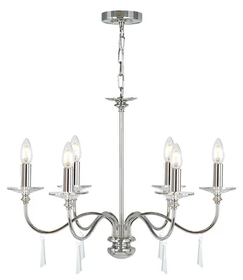 Productafbeelding van Elstead Finsbury Park kroonluchter, E14, 6 lichtpunten, gepolijst nikkel