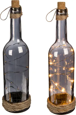Produktbild von OOTB Rauch-Glasflasche mit 10 warmweißen LED
