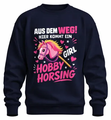 Productafbeelding van "Blijf uit de weg" - Statement sweatshirt voor paardrijdsters, met sarcasme, marineblauw, maat M