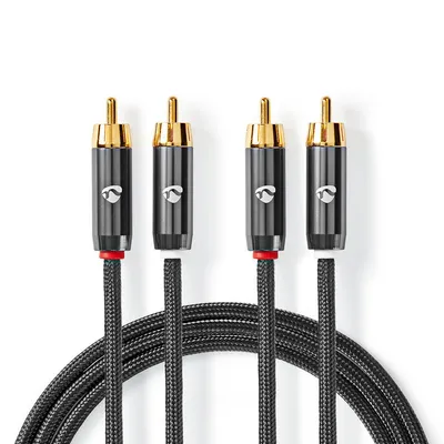 Obrázek produktu pro Nedis CATB24200GY10, 2 x RCA, Samec, 2 x RCA, Samec, 1 m, Šedá