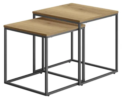 Immagine prodotto di Tavolino Da Salotto - Leobert - Rovere/Gambe Nere - 50 X 50 X 50,5 Cm - Set Da 2