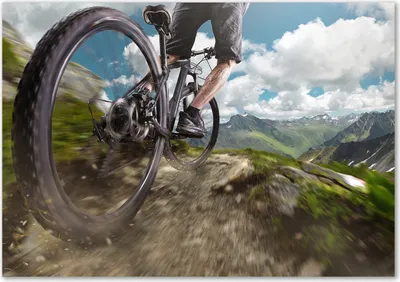 Produktbild von Tulup® Leinwandbild - 100x70 cm - Wandkunst - Drucke auf Leinwand - Leinwanddruck  - Sport - Grün - Mountainbiken
