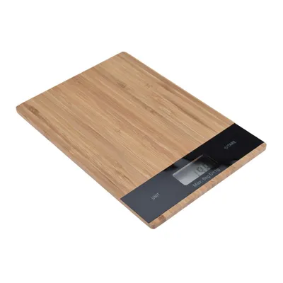 Produktbild von Digitale Küchenwaage 15 x 20 cm aus Holz LCD-Anzeige bis 5 kg/1g Waage Haushaltswaage Backwaage