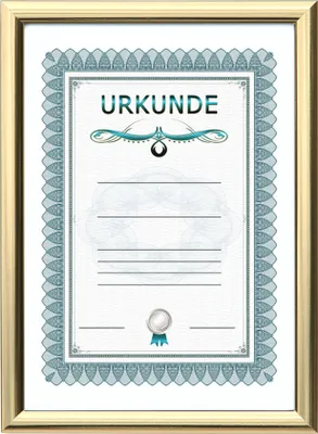 A framed certificate with decorative borders and text.