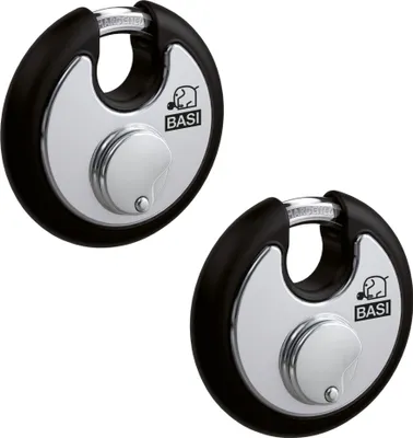 Produktbild von BASI - Rundbügel-Vorhangschloss - SET - 2x RVS 610W - 70 mm - Schwarz - Gleichschließend Nr. 2 - 2x6100-7021-2SCHW